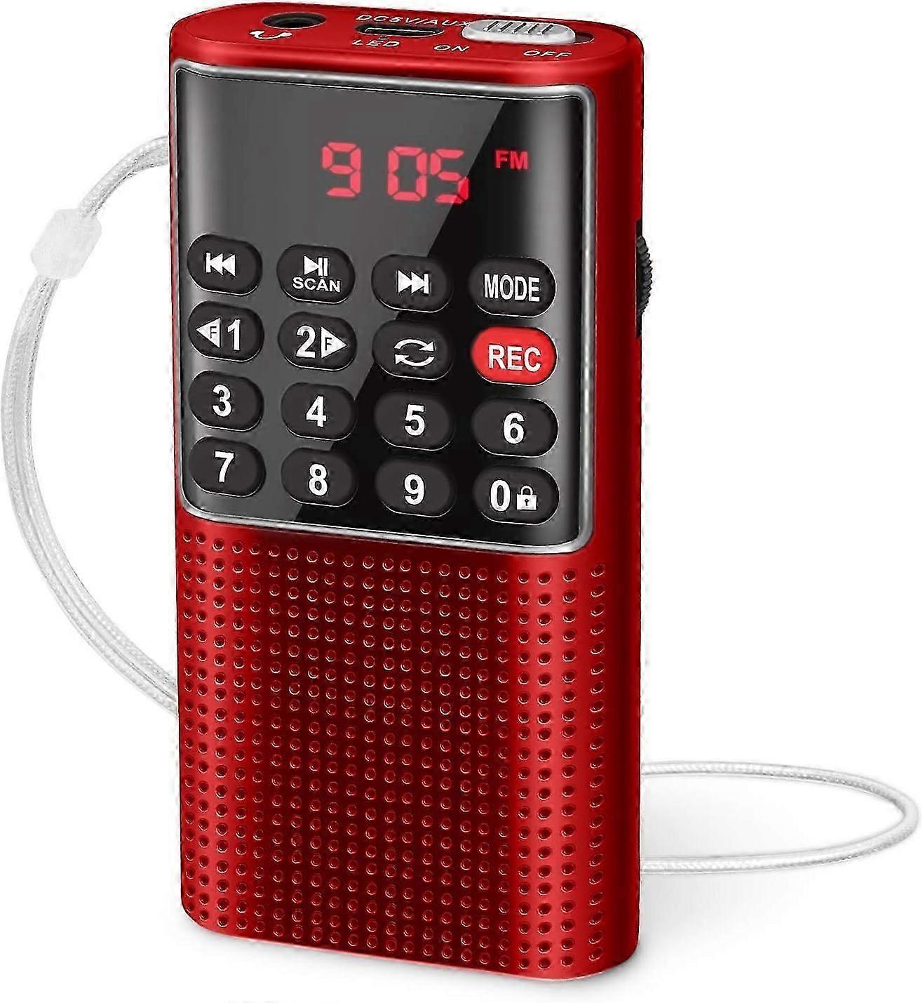 Pocket radio FM/VHF Portable radio with recorder, mini radio with battery, rechargeable battery and