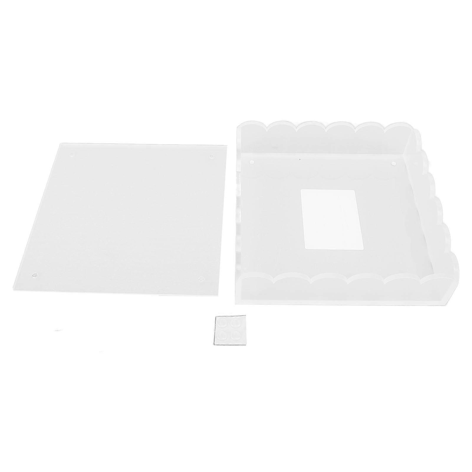 Acrylic Scalloped Tray with Magnetic Mat Base Clear Multi Functional Photo Frame Display Stand
