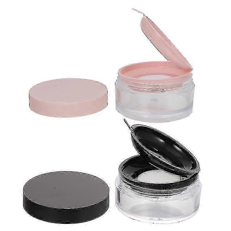 6.5X3cm Black Pink Refillable Makeup Palettes & Cases 2pc Portable Empty Loose Powder Container Make