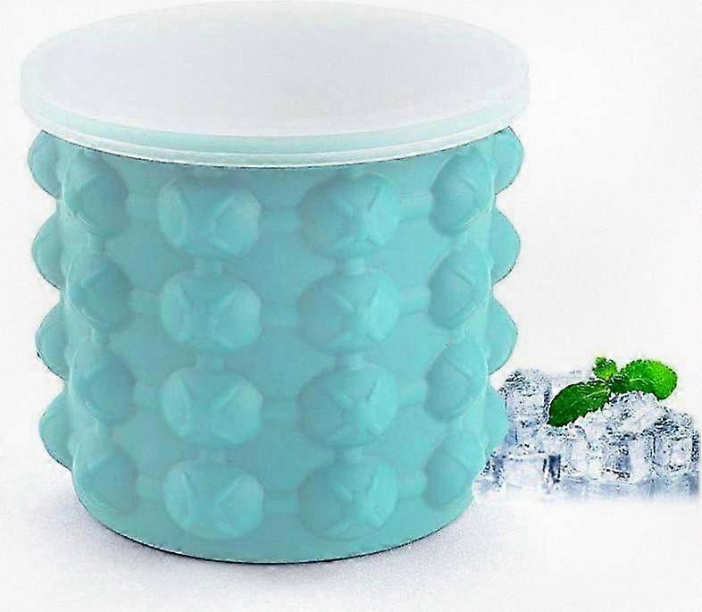 Silicone Double-Wall Ice Container with Lid, Reusable Chilled Beverage Cooler for Cocktails and Drinks