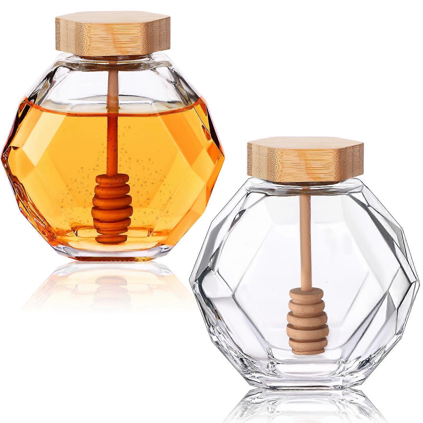 2 Pcs Clear Honey Pot Jars Home for Storage in Kitchen 12 oz