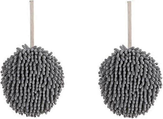 2 Pack Hanging Microfiber Quick Dry Hand Towels (Gray) for Bathroom or Kitchen