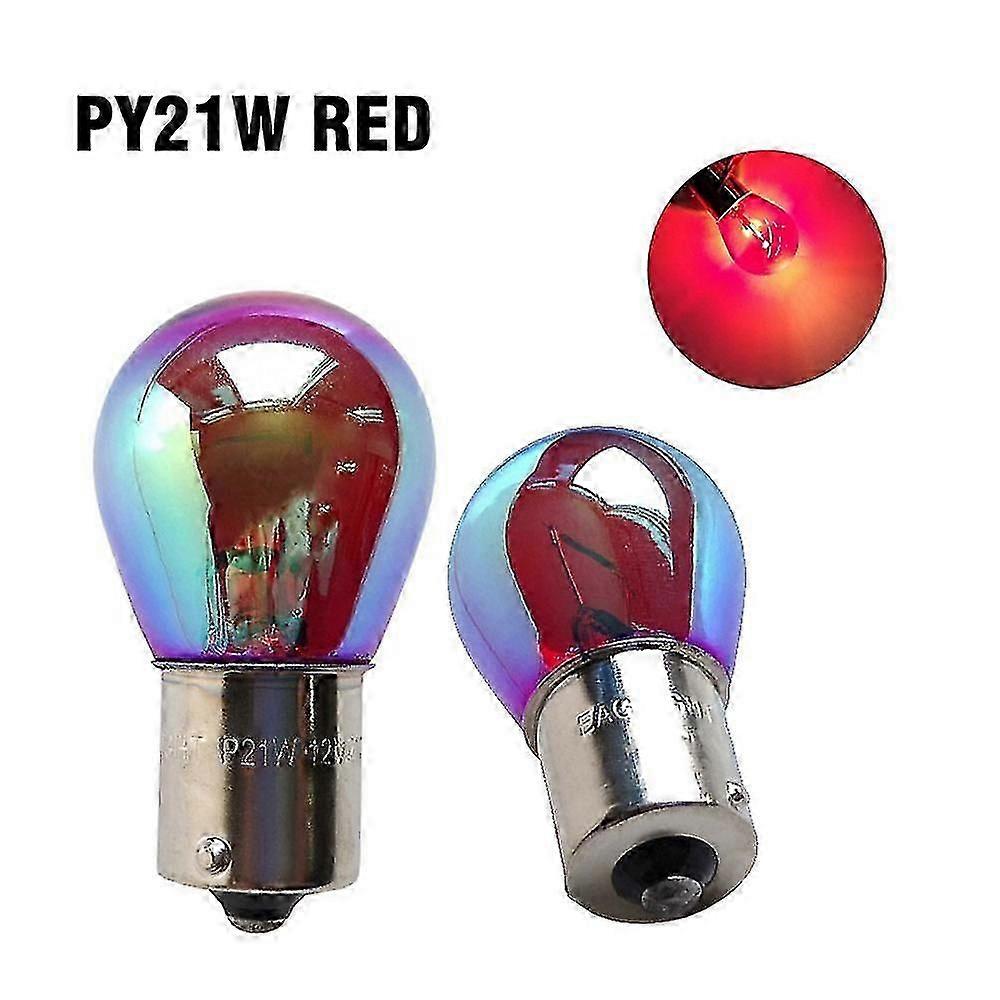 2個 車用テールランプ ストップライト S25 PY21W 50DCA BAU15S シルバー/クローム アンバーレッド ガラス 12V 21W 1156 BAY15D P21/5W インジケーターバルブ