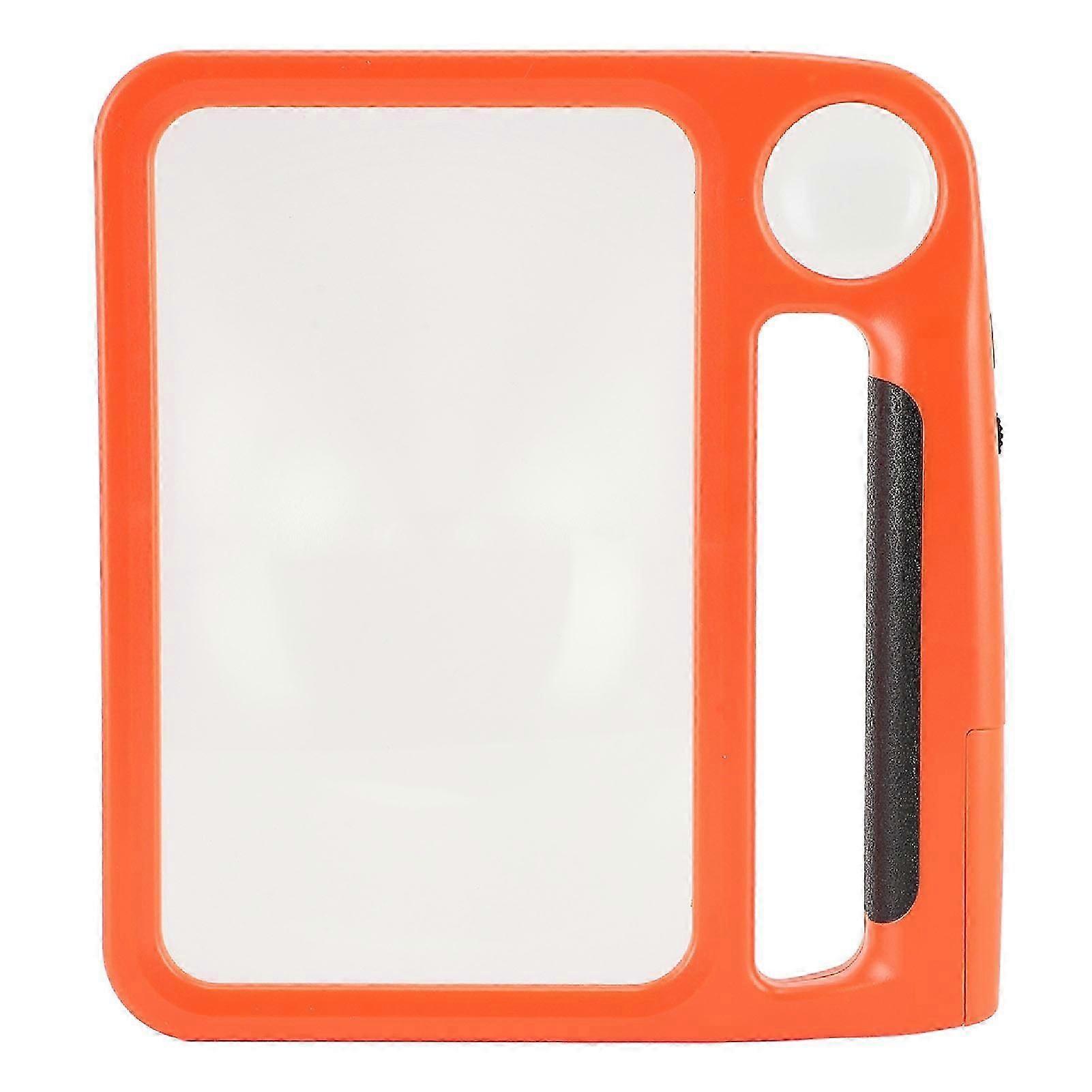 Led Magnifying Glass 3 Lighting Modes Anti Slip Handle 5X 10X Rectangular Handheld Magnifier Lens for Seniors Reading Orange