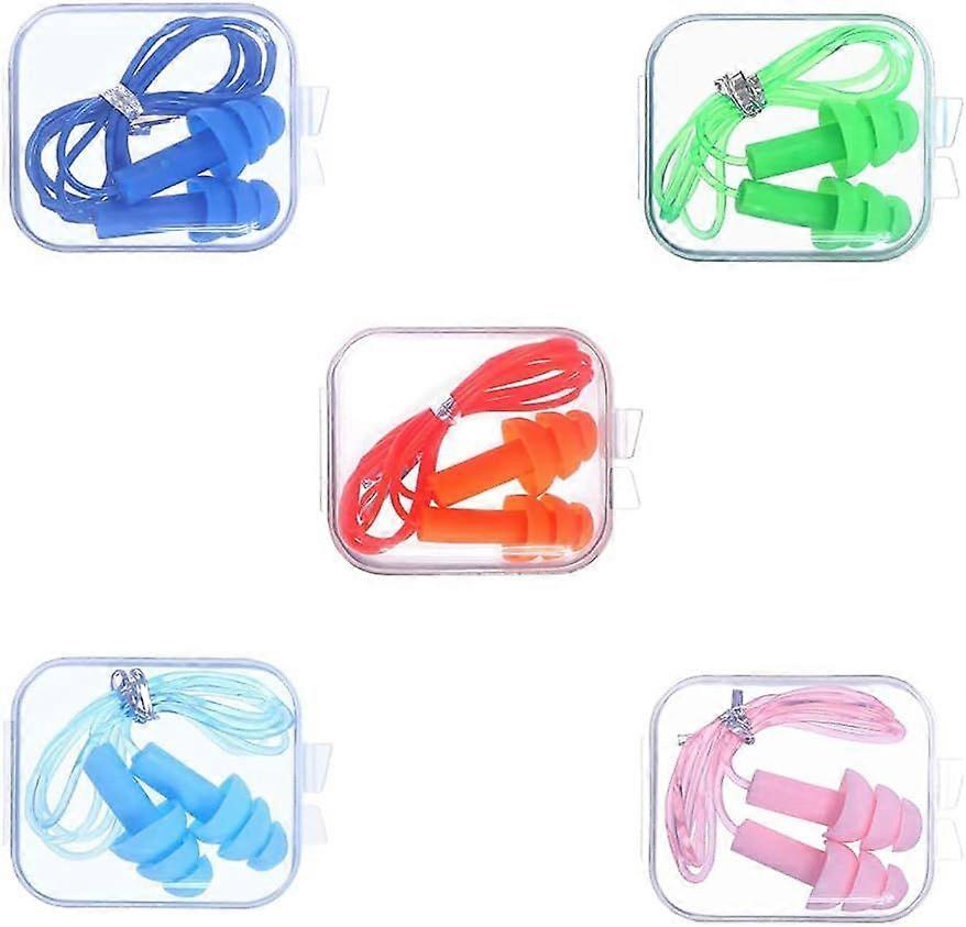 5 Pairs Wired Earplug, Earplugs for Sleeping, Silicone Earplugs, Reusable Noise Reduction Earplugs Suitable, for Work, Sleep, Swim.