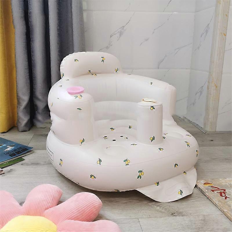 Baby Inflatable Chair Foldable Soft Leakproof Shower Sofa Olive Leaf