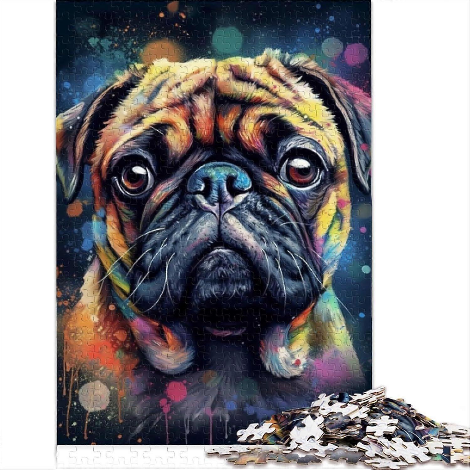 παζλ για ενήλικες και παιδιά παζλ παζλ Pug ζωγραφική σκυλιών ανακυκλωμένο χαρτόνι για ενήλικες 1000 κομμάτια παζλ σπαζοκεφαλιά παζλ για ενήλικες