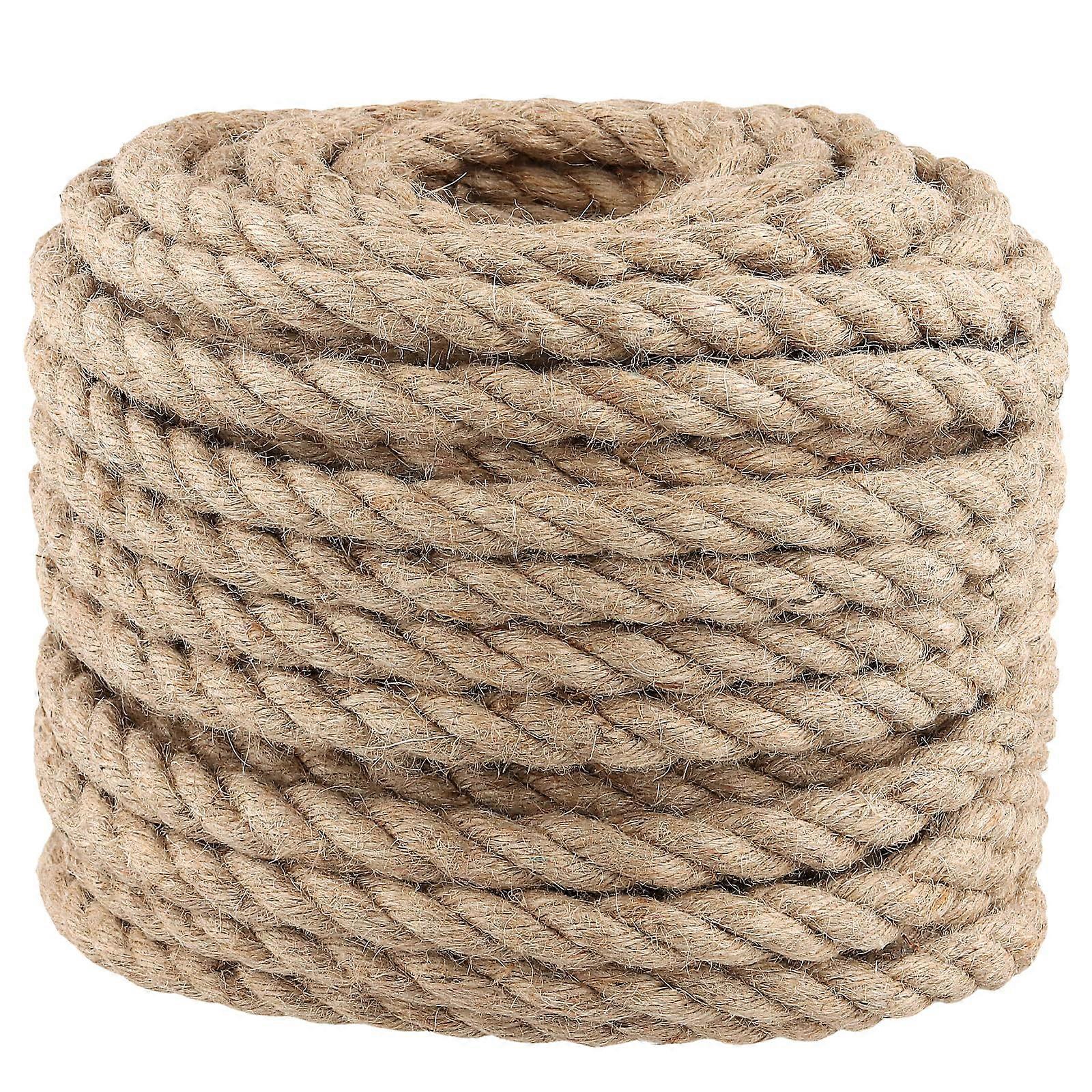 13mm Thick Jute Rope, 1/2 Inch x 98ft Natural Strong Hemp Rope, 13mm x 30m Long Jute Twine for Crafting, Gardening, Bundling, DIY Projects