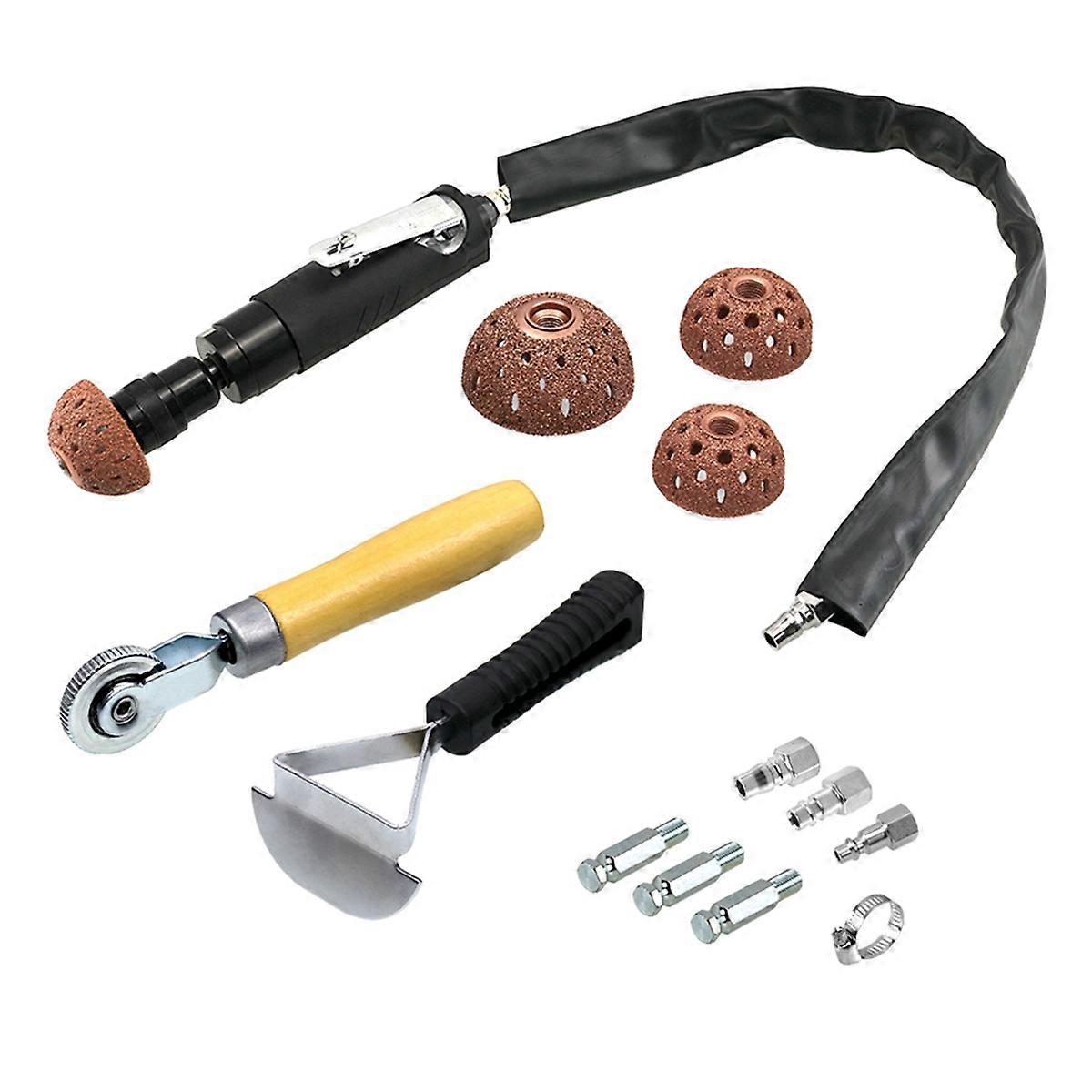 Tire Repair Set - Low Speed Air Buffer, Patch Roller, Inner Liner Scrapper, Tungsten Steel Buffing Wheel