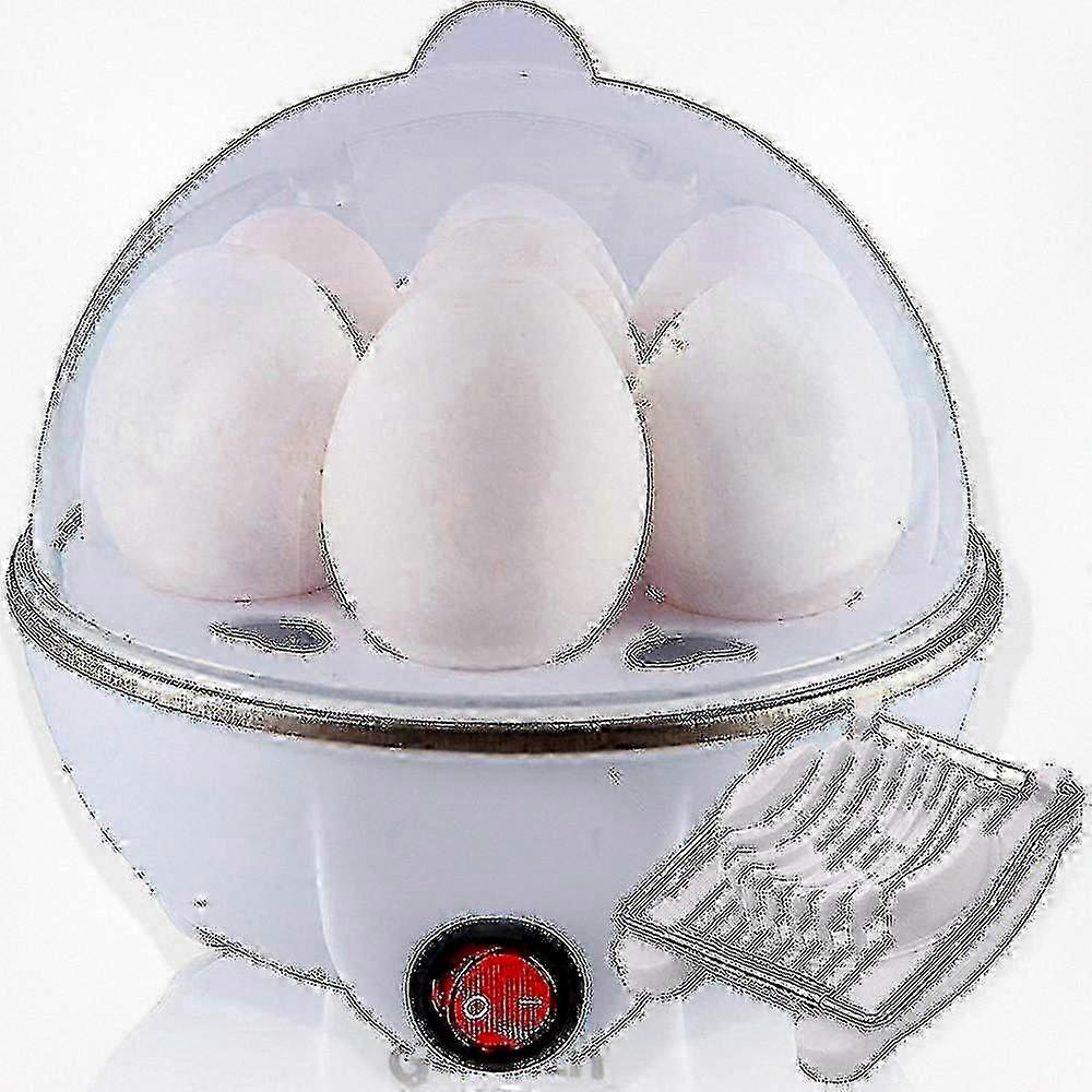 Fruugo Electric Egg Boiler with 7 Egg Capacity, Silent Operation, Auto Shut Off, Adjustable Cooking for Soft Medium Hard Eggs, Includes Slicer, White