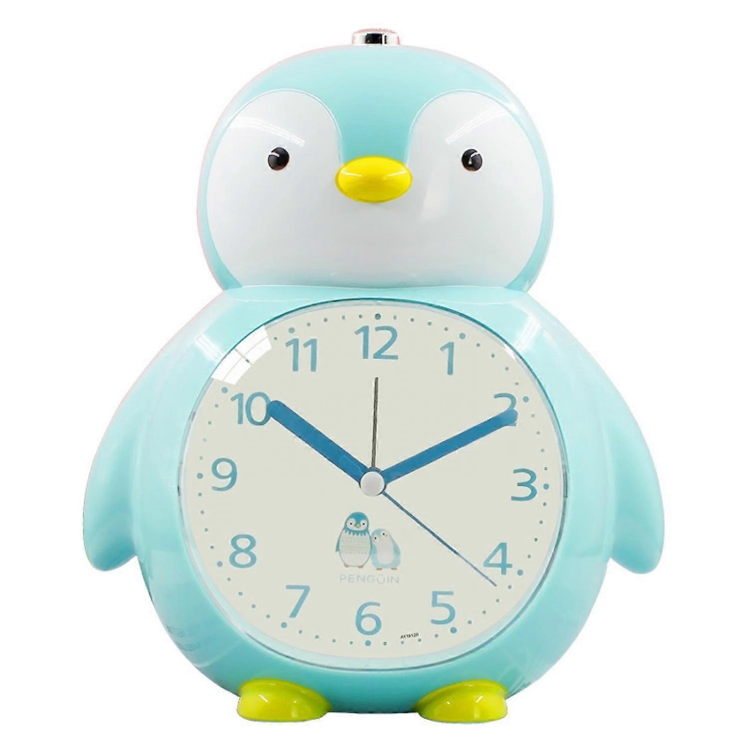 Kids Alarm Clock Cute Penguin Alarm Clock with Night Light Snooze Alarm Clock --- Lake Blue