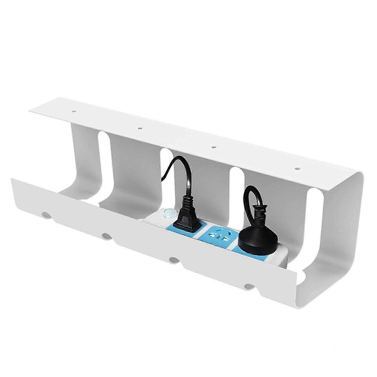 1Pc Under Desk Cable Management Cable Tray, No Drilling Required, White