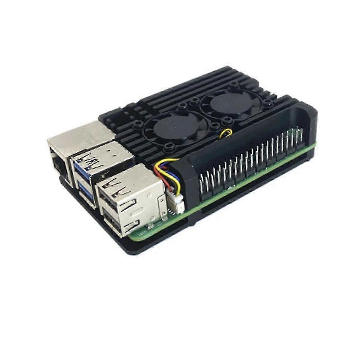 5 Pack Aluminum Alloy Black Enclosure Case with PWM Temperature Control Cooling Fan