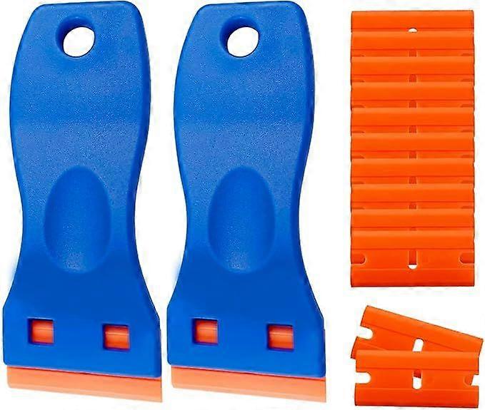 Plastic Scrapers 100 Squeegees for Removing Labels, Glue, Paint, Stickers and Decals, Window Cleaning, Blue