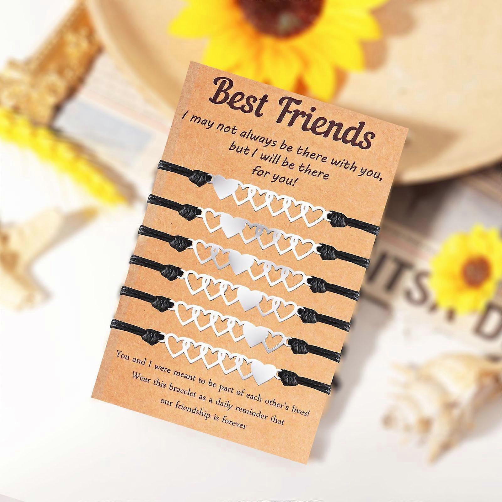 6Pcs Handmade Relationship Bracelets Best Friend Friendship Bracelet Heart  Distance Matching Wristband for Teen Girls | Fruugo NO, image size:1600x1600