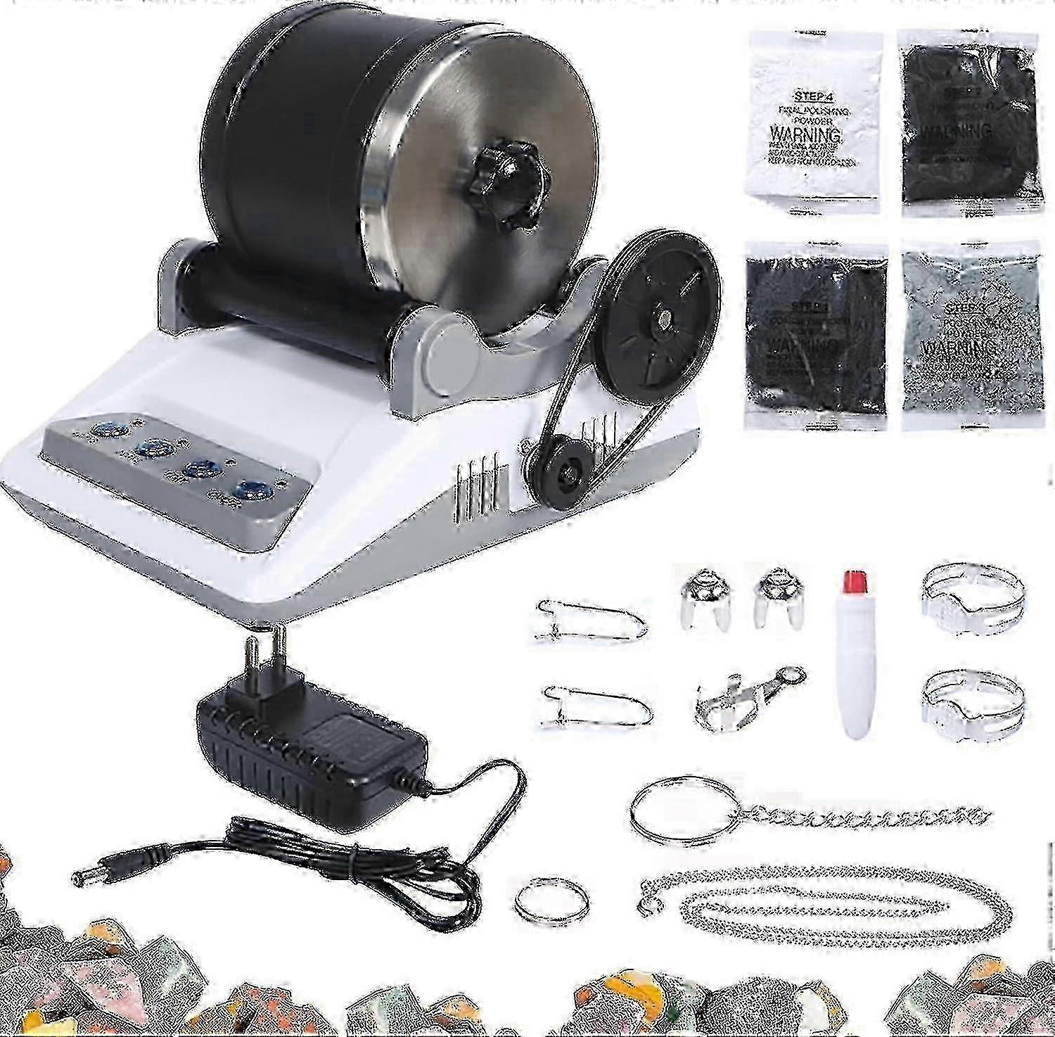 2025 Rock Tumbler Set, Professional Stone Cup Set, Poleringstumlare, Stentumlare, Stenkvarn, 7 dagars timer, 4 poleringspulver