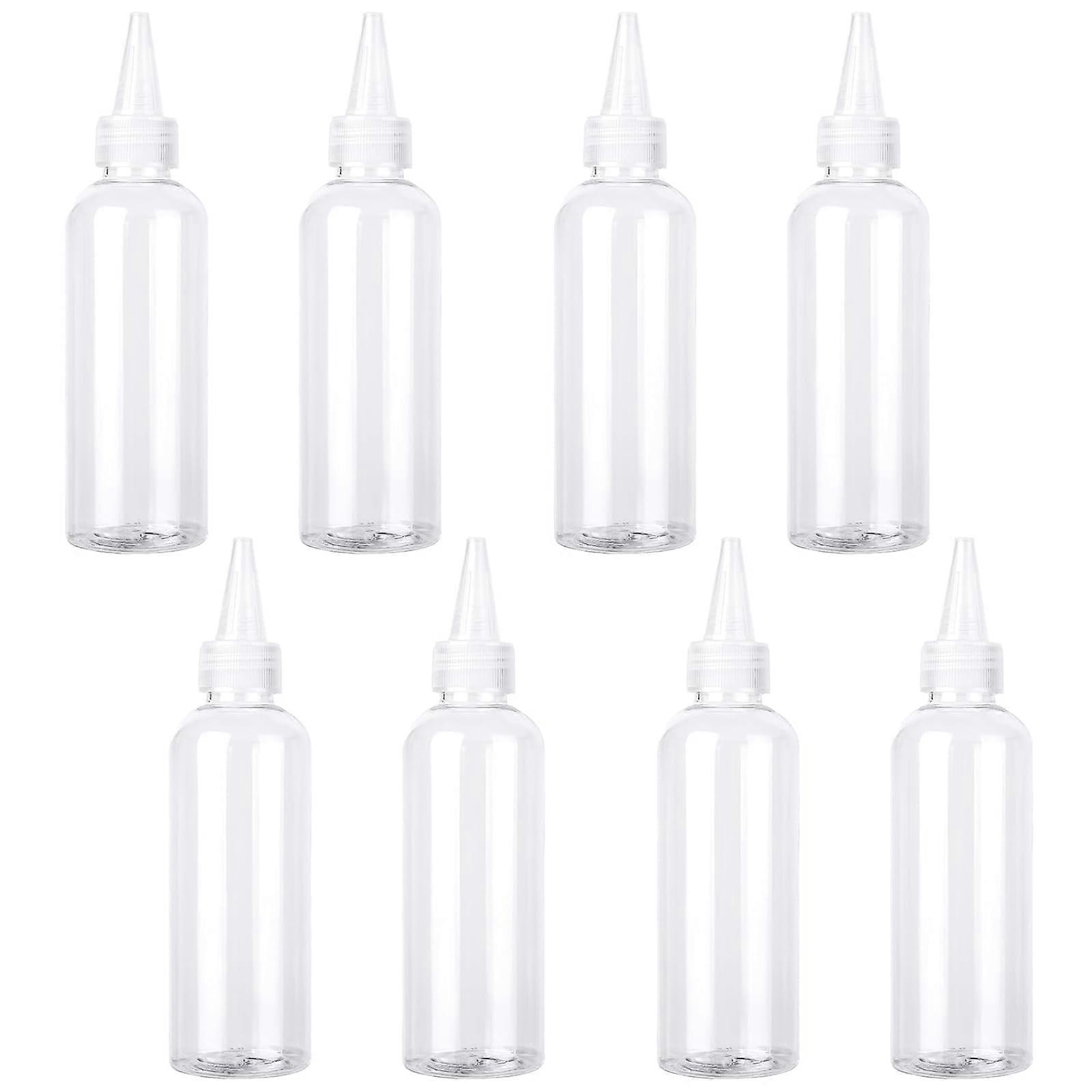 8 Pieces 60ml Plastic Squeeze Bottles with Pointed Mouth, Leak-Proof Caps for Liquids, Oil, Sauce, and Travel