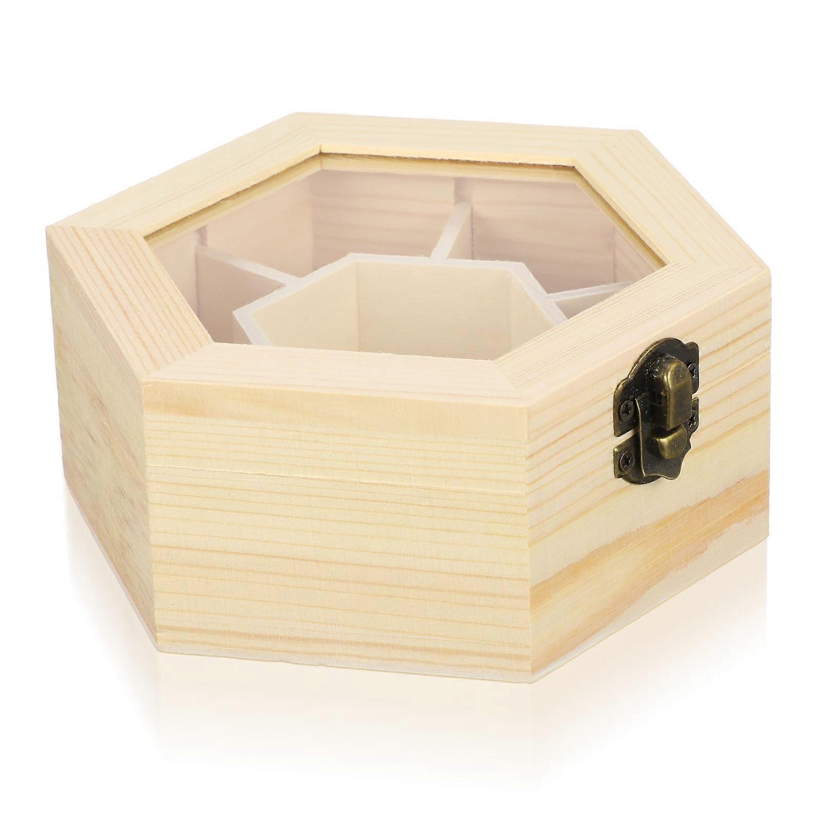 Lightweight Hexagon Box with Lid Wood, Functional present for Friends Family