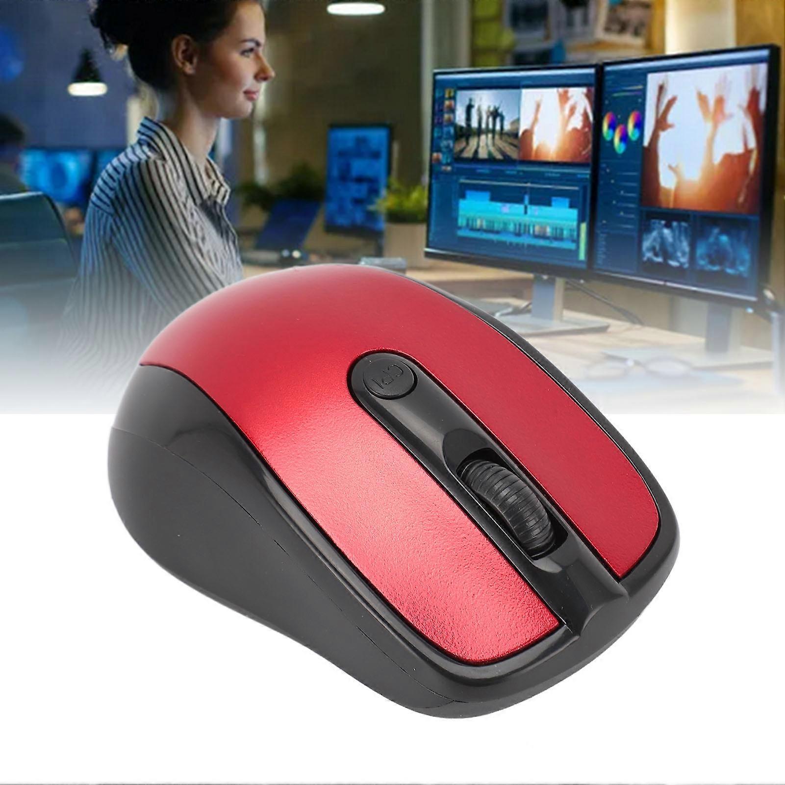 2.4G Wireless Mouse Professional Ergonomic High Sensitivity Wireless Optical Computer Mouse for Notebook PC Laptop Computer Red 