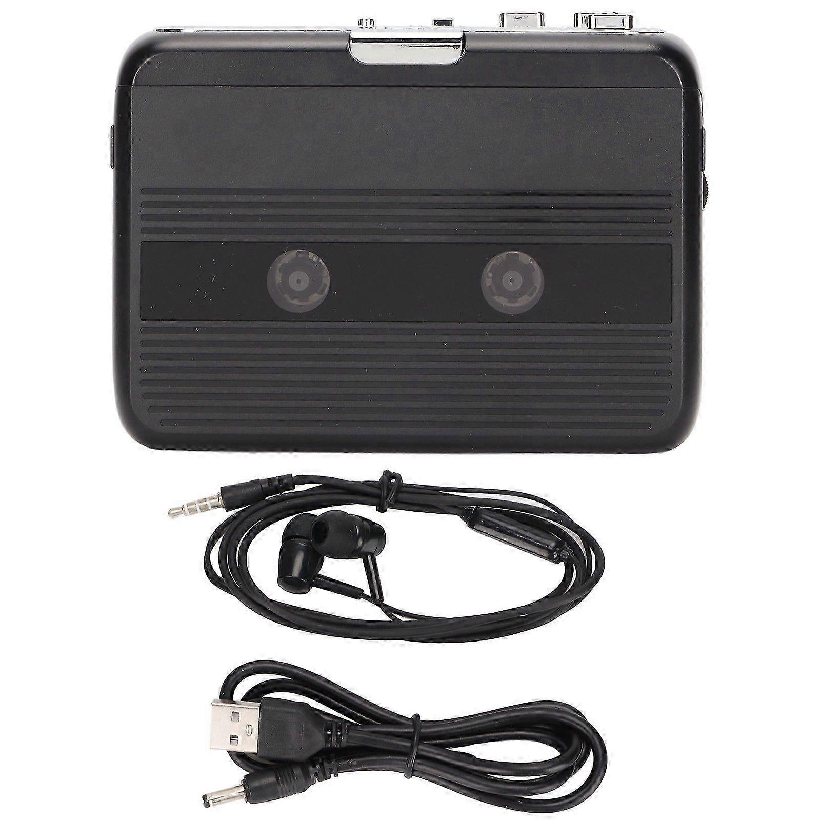 Mini lecteurs de cassettes stéréo portables avec connectivité Bluetooth et prise jack 3,5 mm pour haut-parleurs et voitures, adaptés à diverses marques, noir