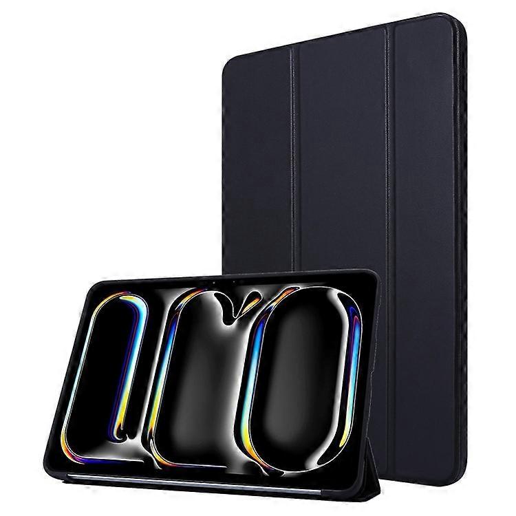 Compatible For iPad Pro 13 (2024) Case Tri-Fold Stand Leather+Silicone Tablet Cover