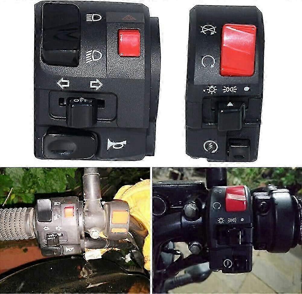 Motorcycle Handlebar Switch, Controller, Flashing Horn, Start Button, 1 Pair