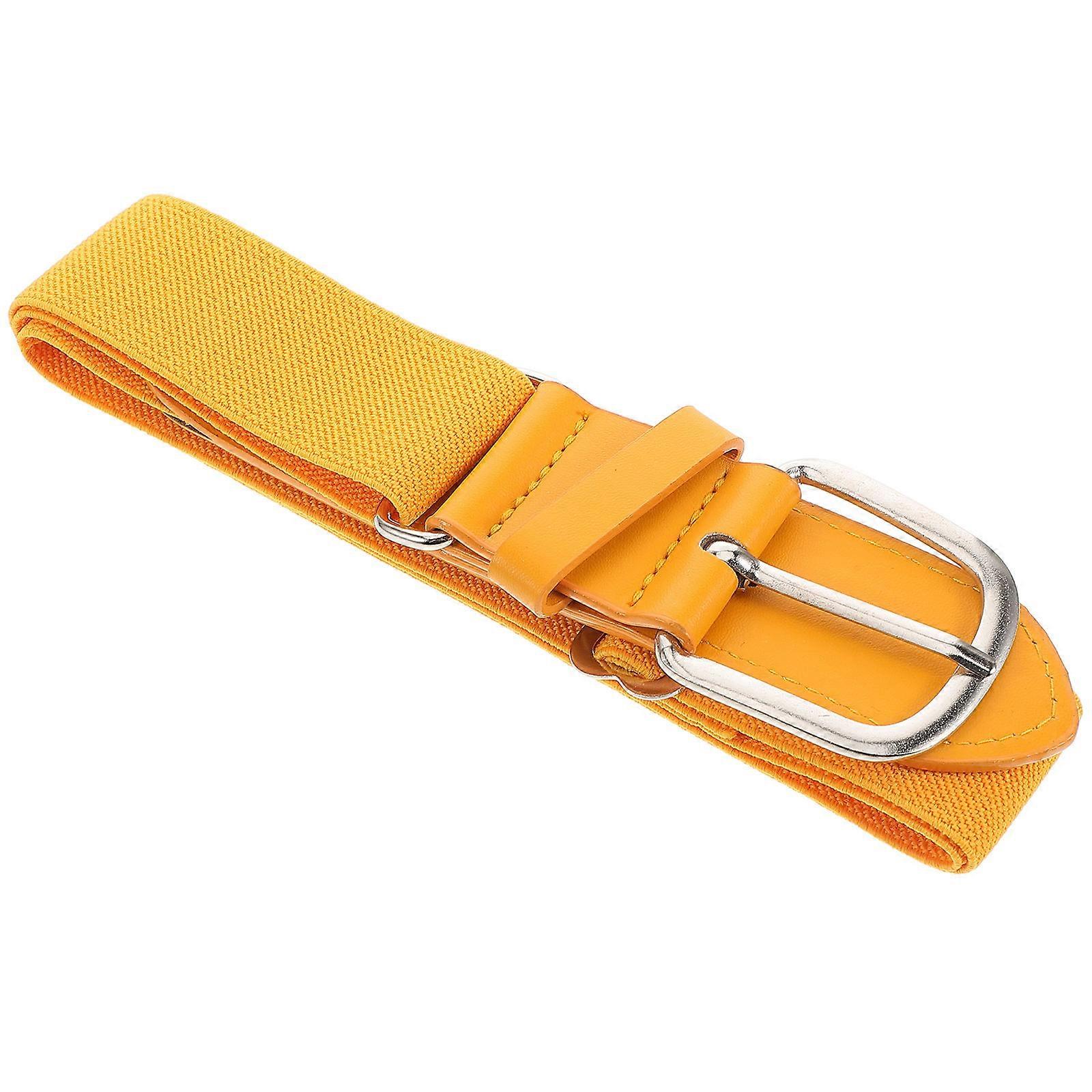 Adjustable Softball Belt for Boys Elastic Orange Waistband with Silver Buckle, Stretchy & Comfortable for Growing Teens' Baseball and Softball