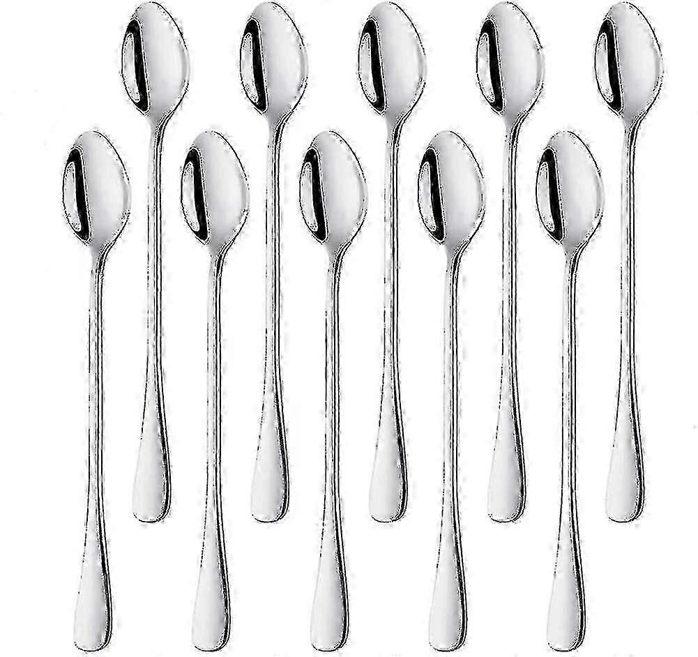 10 Latte-Löffel aus Edelstahl mit langem Griff, ideale Teelöffel