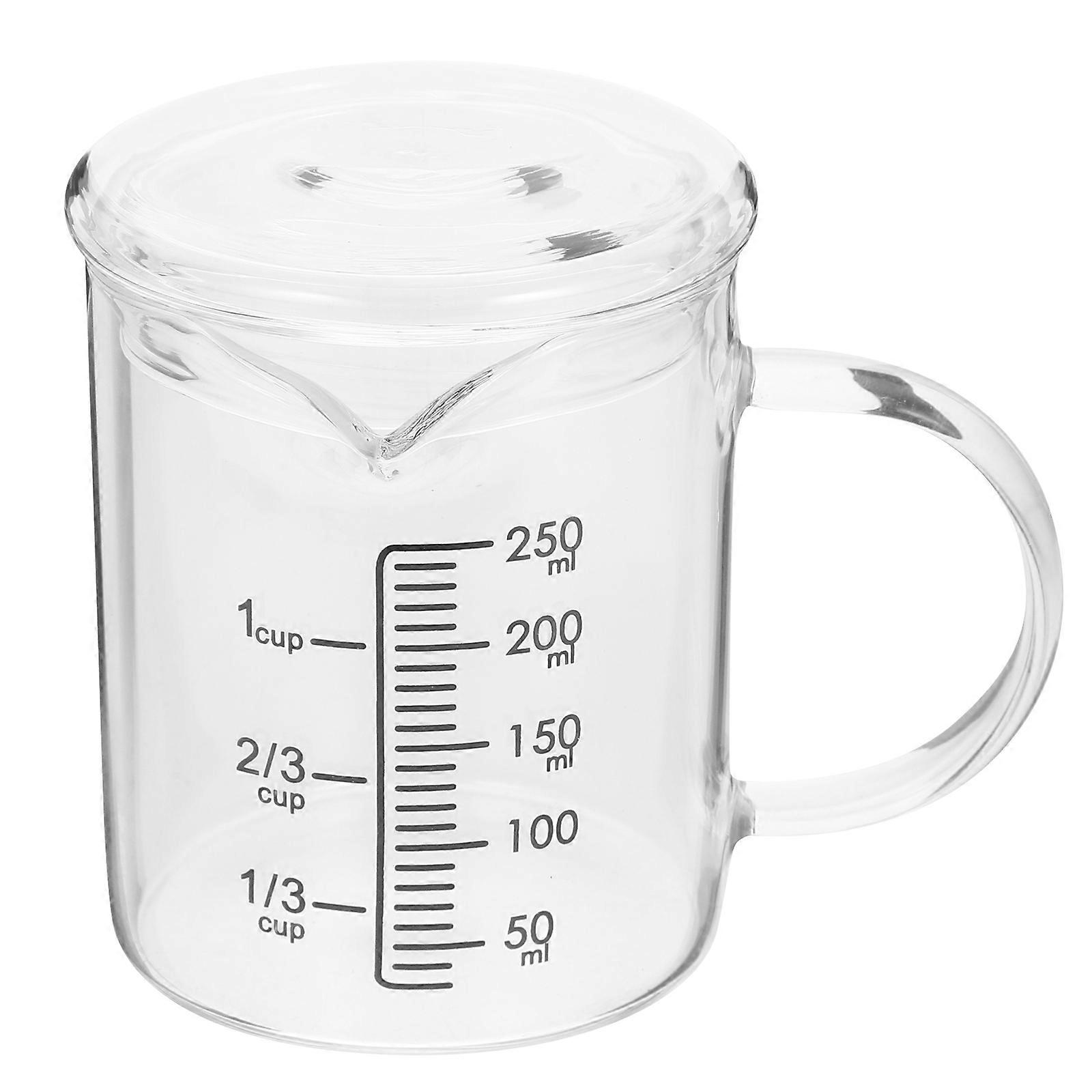 Multi Function Kitchen Measuring Cup Glass Beaker with Lid and Handle, Lightweight, Easy to Clean for Baking and Cooking
