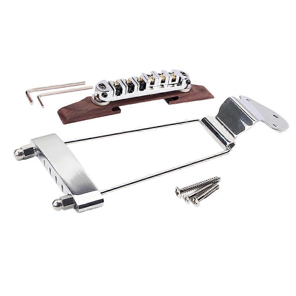 Archtop Bridge Guitar Rosewood Material Silver Color For Guitarists Music Playing Adjustable Tailpiece 1Set