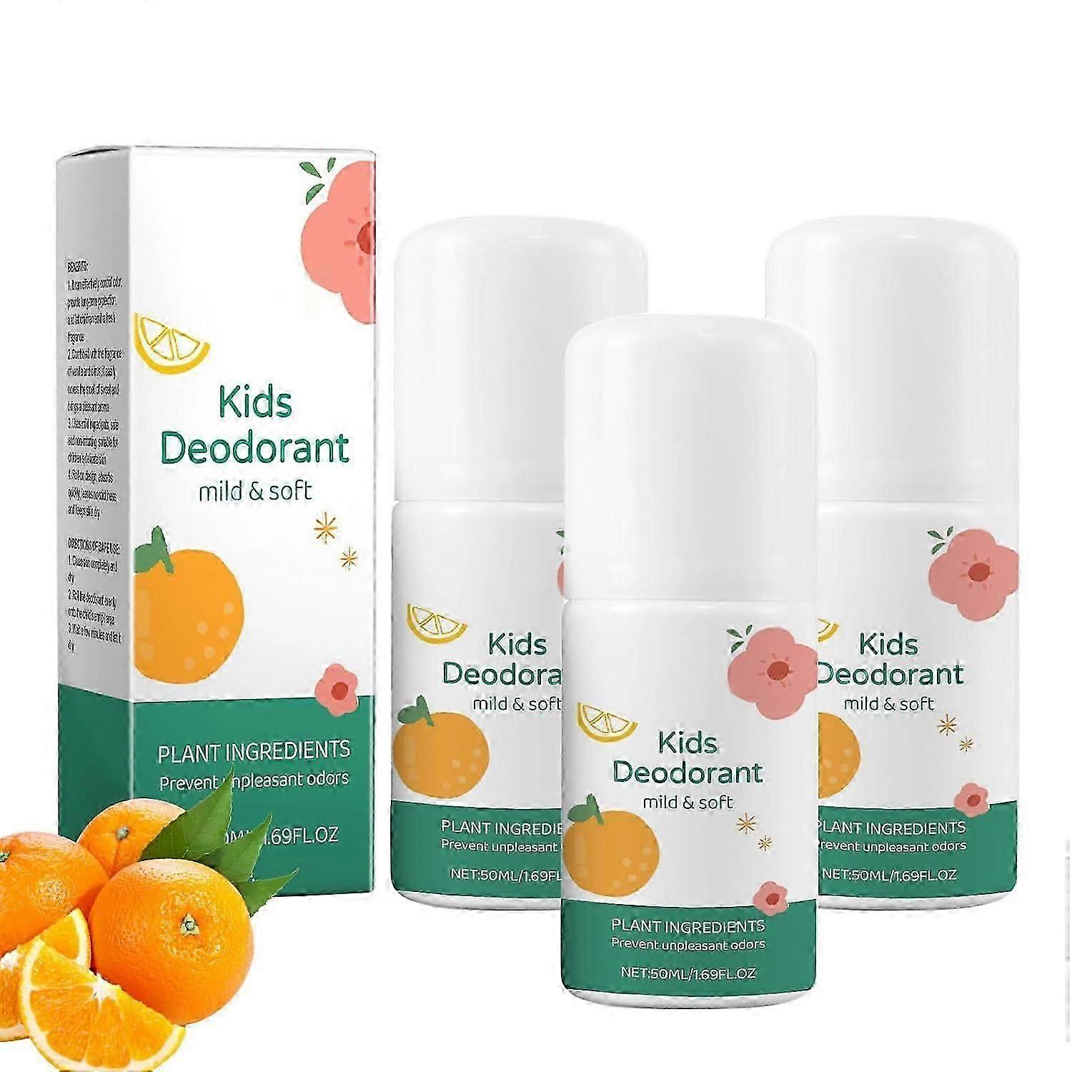 Fresh Natural Deodorant For Kids Teens, Aluminum Free Hypoallergenic Deodorant, Natural Vanilla Citrus Fragrance Roller Deodorant