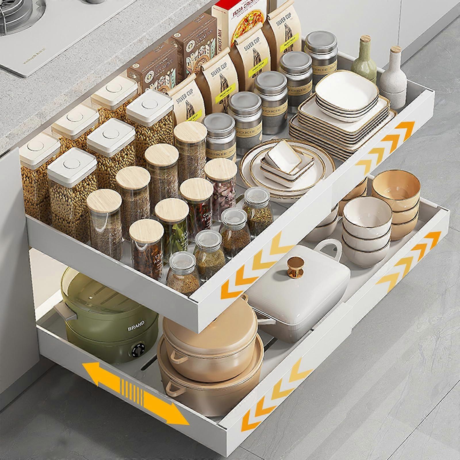 Expandable Telescopic Drawer Organiser Kitchen Extendable Cabinet Organiser Adjustable Width 3252 cm No Drilling or Nailing Required