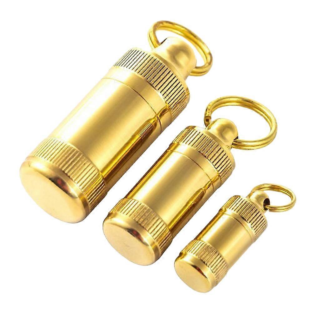 3Pcs Portable Mini Brass Containers Bottles Yellow