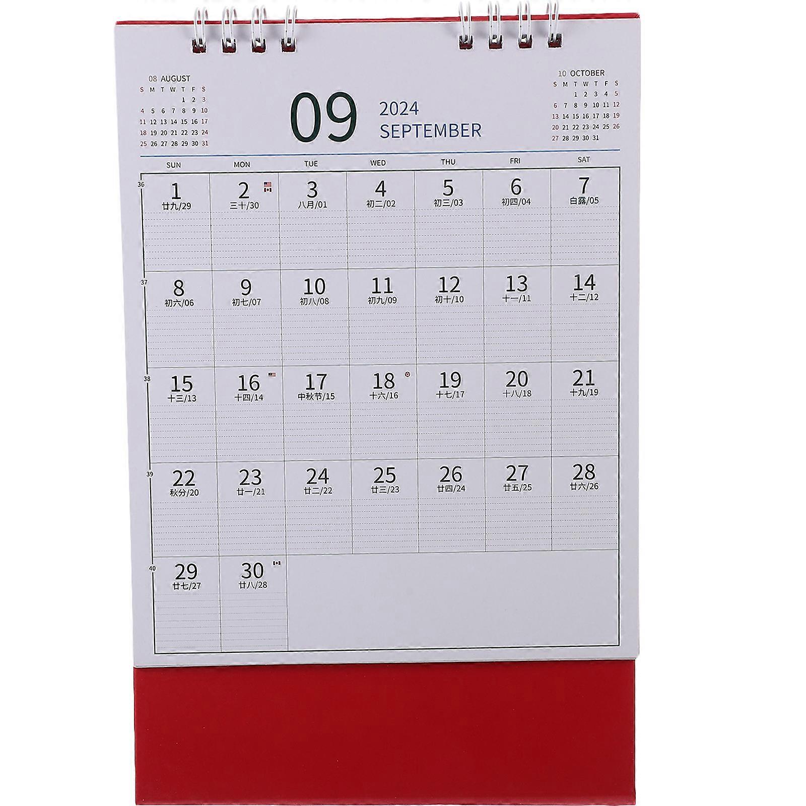 Small Desktop Calendar Monthly Desk Calendar For Office Use Red Paper Schedule Planning 1Pcs