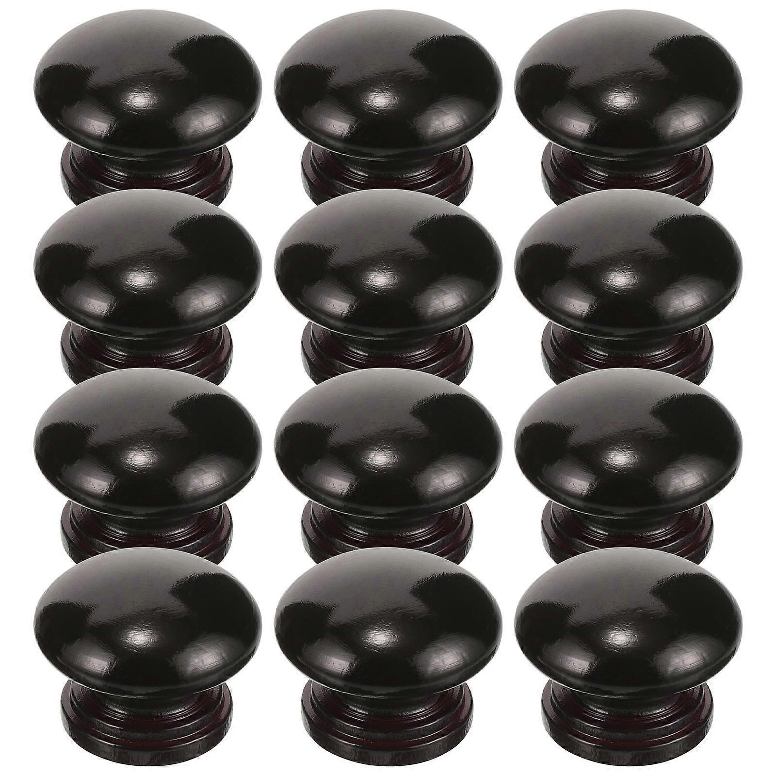 Knob Handle Furniture Accessory Black Round Easy Installation For DIY Enthusiasts 12Pcs