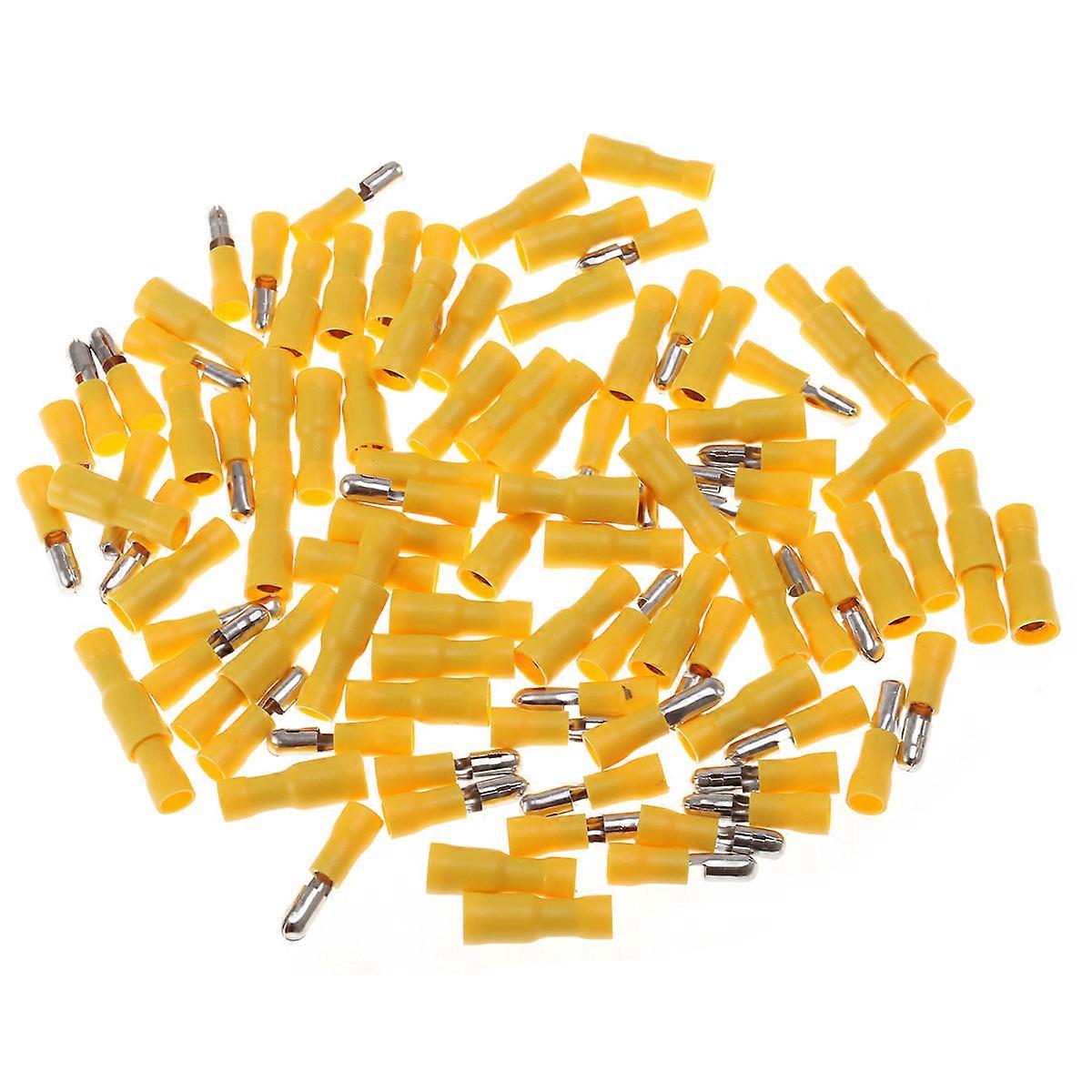 Terminals Connector Kit Male Terminals Insulated Connection Wires Yellow 100Pcs