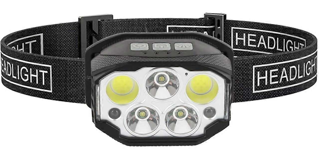 Headlamp Flashlight, LED Rechargeable,Head Lamps for Adults, Hand Sensor, 6 Modes for Outdoors&Camping Running&Cycling&Fishing(Black)