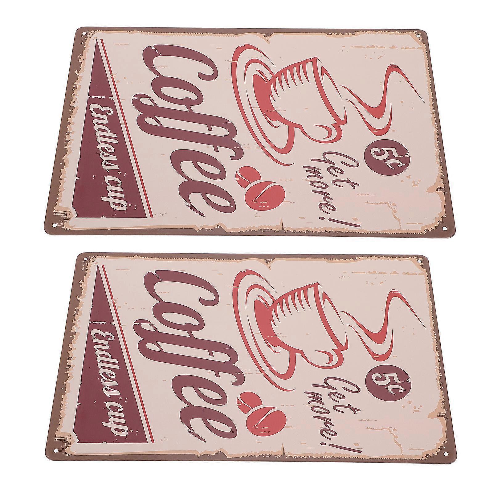 Decorative Hanging Paintings Metal Wall Signs Retro Style Home Decor Multi 30X20CM 2Pcs