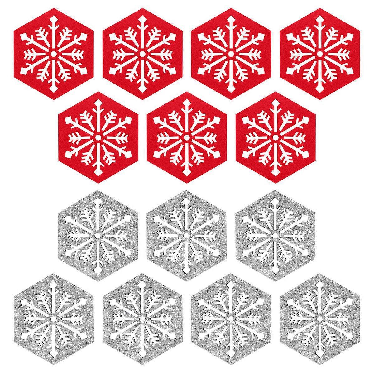 Felt Heat Resistant Mat 14Pcs Red Coasters with Versatile Insulation Feature for Home Kitchen Use