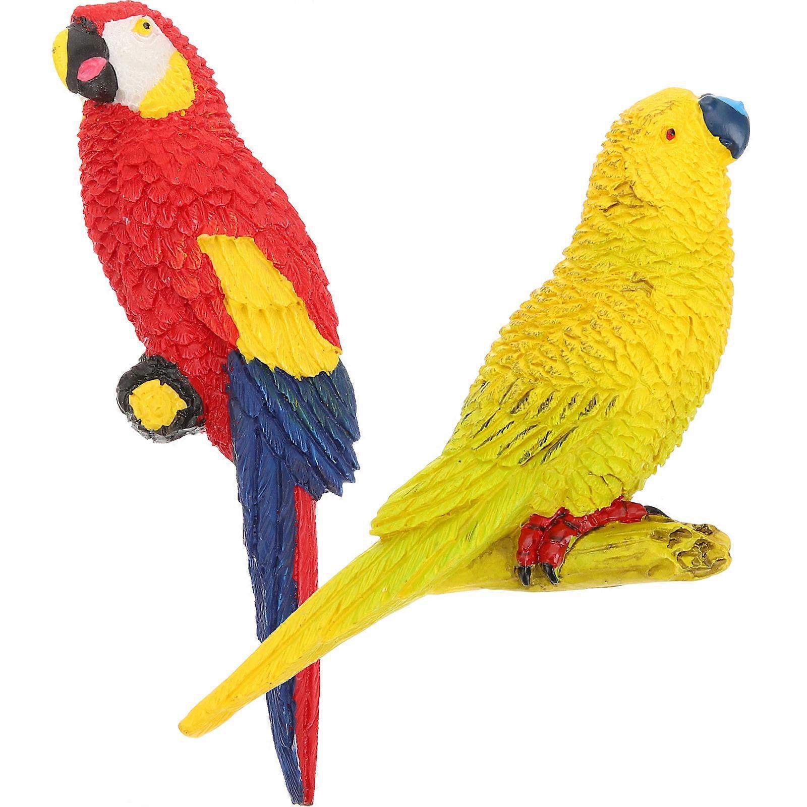 Parrot Fridge Magnet 2Pcs Assorted Color Resin No-Scratch Magnet for Decoration