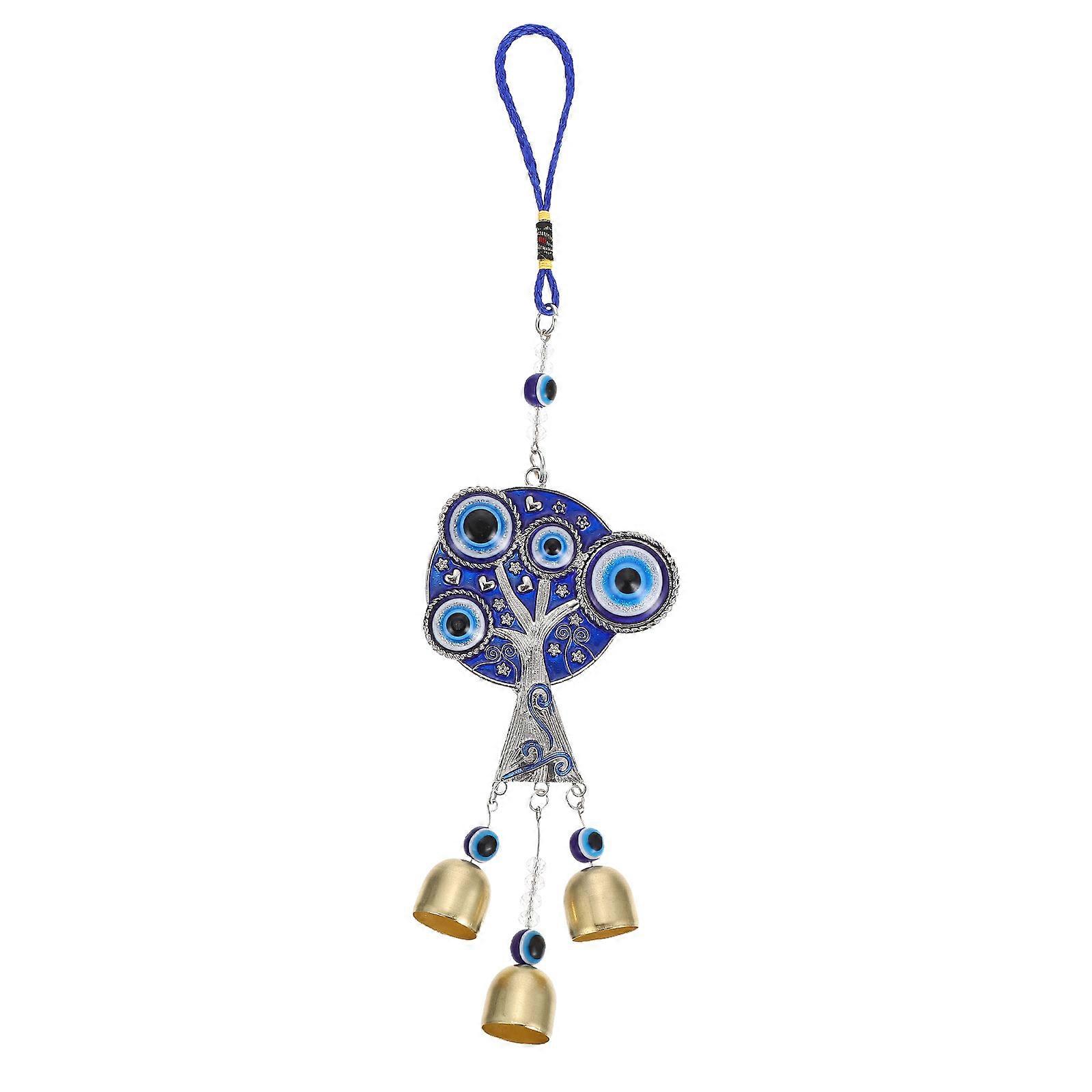 Blue Evil Eye Wind Chime Hanging Ornament for Home, Garden, Balcony, and Window Decoration – Easy to Install Indoor Outdoor Pendant Protective Charm