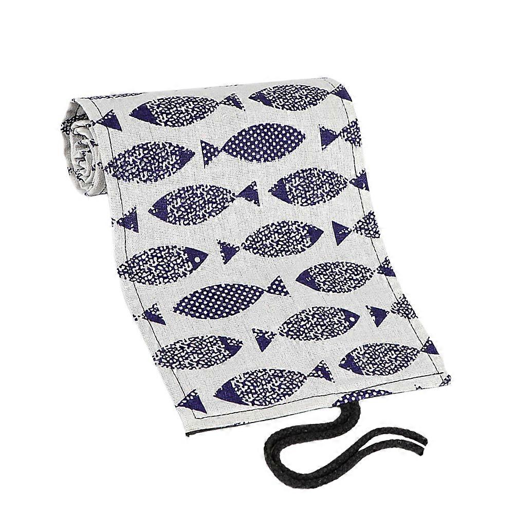 Colored Pencils Case Adorable Pencil Wrap Roll Up Case Holder Drawing Cartoon Saury Pattern Coloring Pencil Roll Organizer Friends Daily Use 1Set