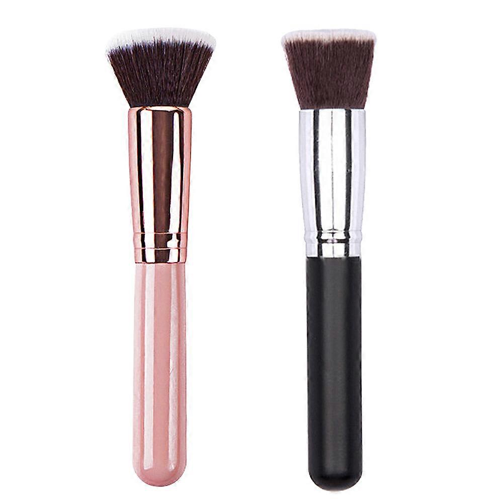 Girls Make Up Brushes Professional Design Loose Application Black Wooden Handle Rayon 2Pack