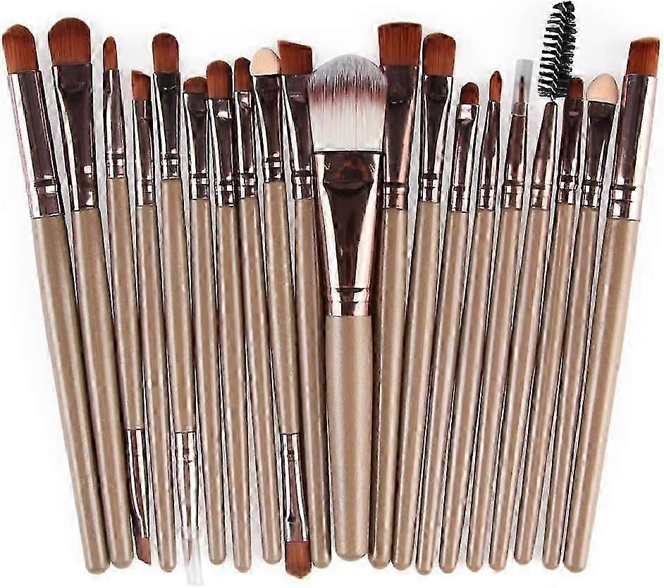 Make-up Kwast Set 20 Stuks Professionele Gezicht Eyeliner Foundation Blush Concealer Oogschaduw (Bruin)