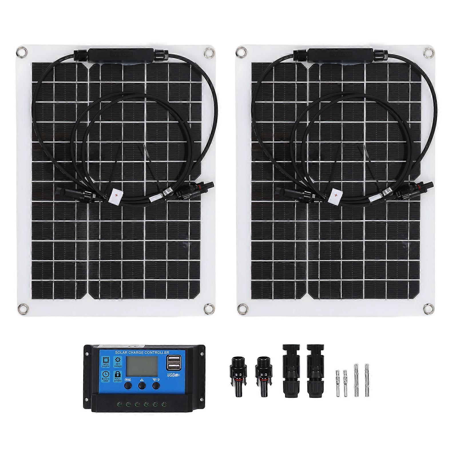 30W Waterproof Flexible Monocrystalline Solar Panel with 50A Solar Controller for 12V Battery