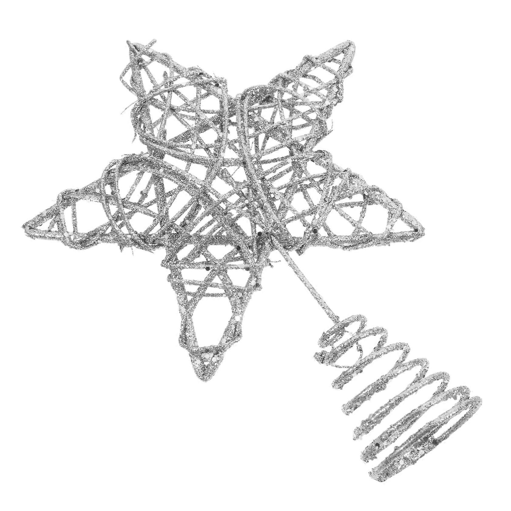 Elegant Christmas tree topper in the shape of a rattan circle and shimmering fivepointed star, decorative tree topper