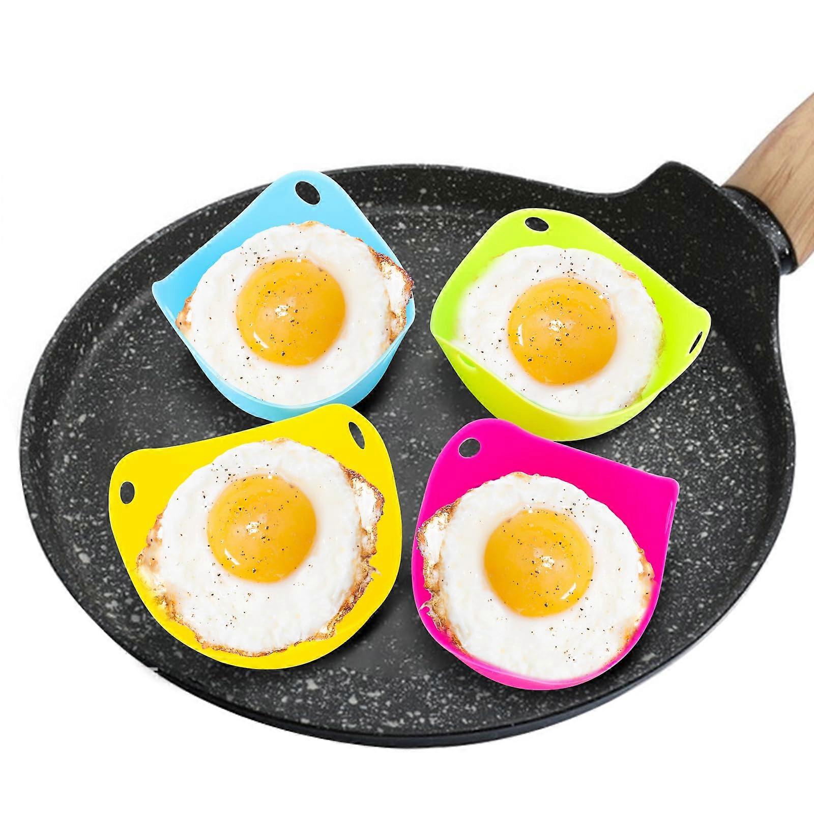 Egg Cooker Silicone Poached Egg Mould, 4Pc NonStick with Oil Brush
