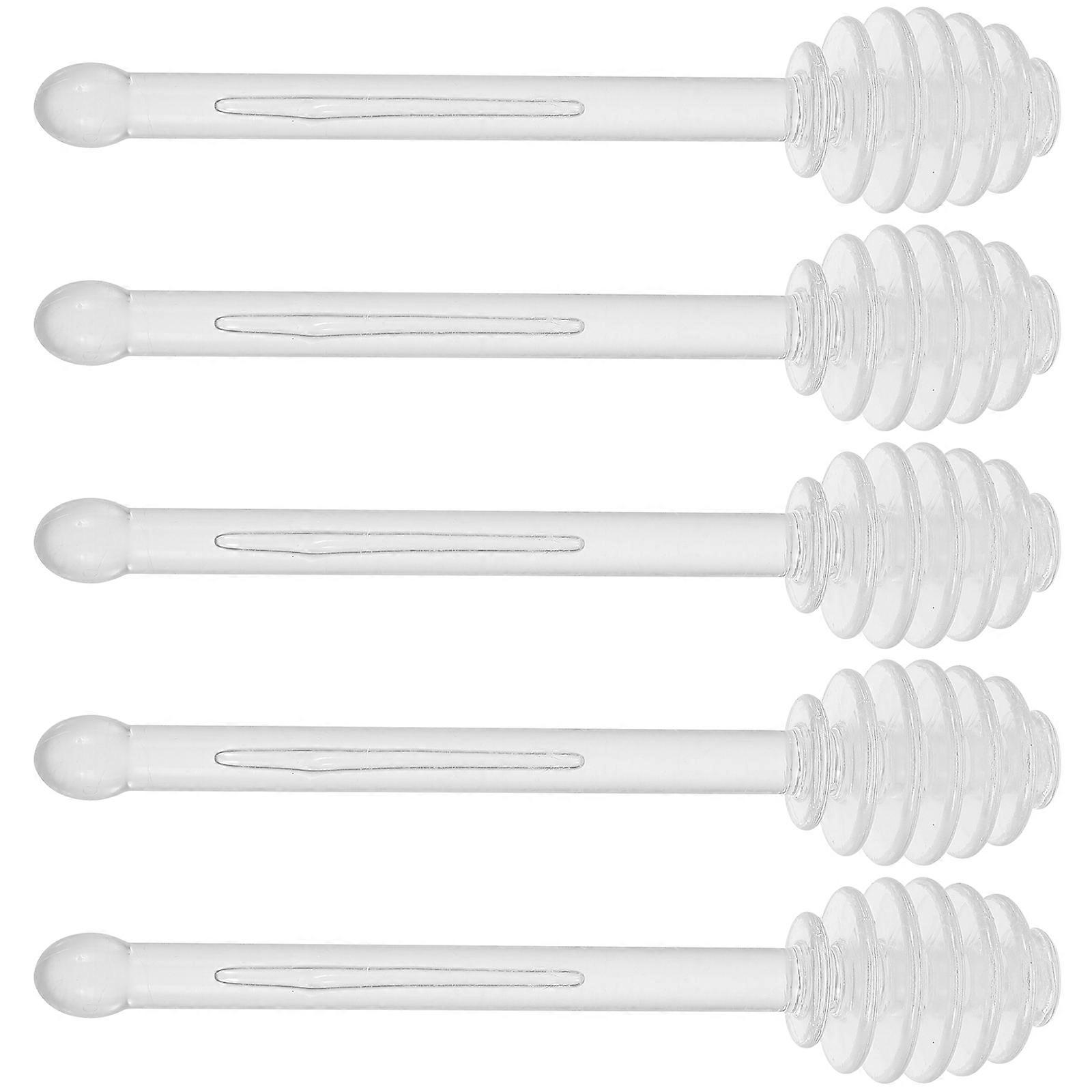 Honey Dipper Stick 5Pcs Transparent Plastic Honey Stir Stick for Drinks with Easy Clean