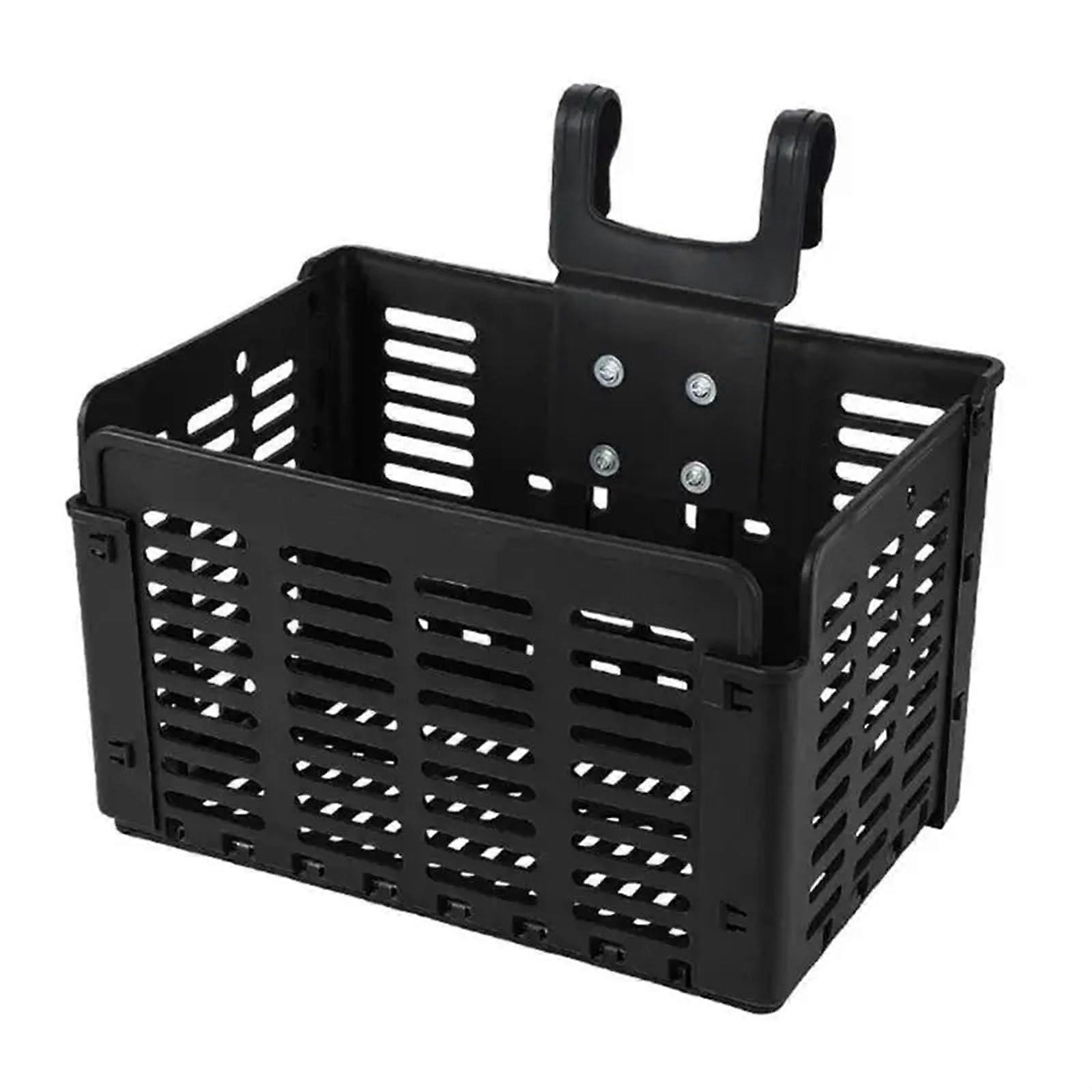 Bicycle Basket Rear Folding Removable Plastic Handlebar Front Basket Pannier Rack Hanging Multifunctional Bike Accessory