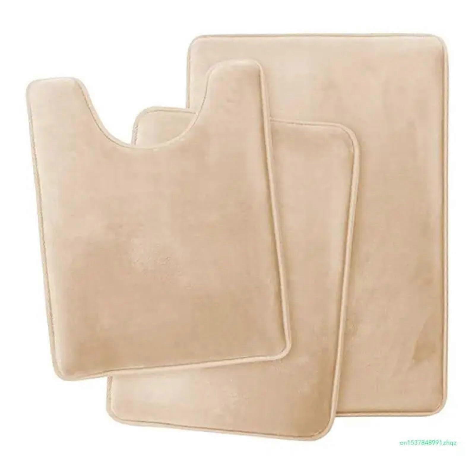 3-Pack Bathroom Rugs Absorbent Bath Mats Shower Mats Toilet Mats European Hotel Decoration Camel Size